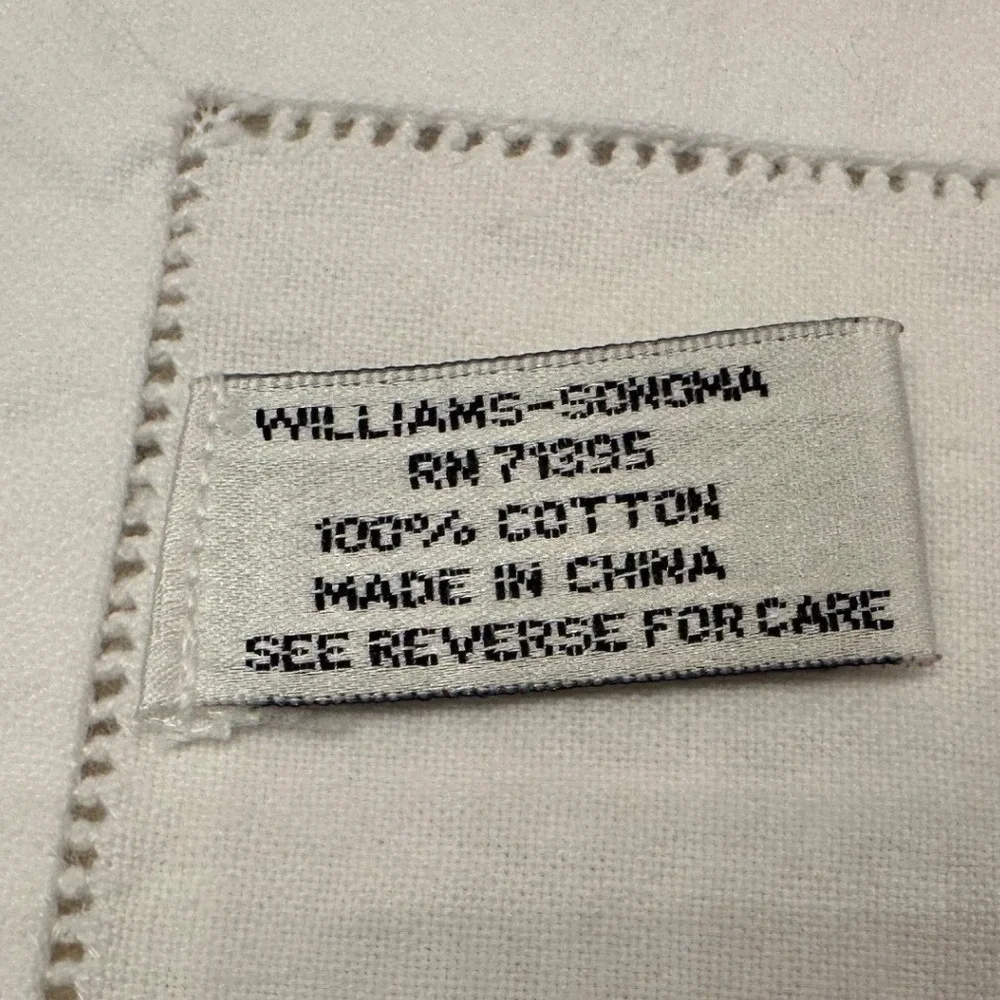 Williams Sonoma Nautical Hemstitch‎ Cotton Napkins Cocktail Bar Set of 2, READ